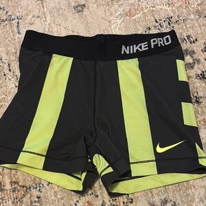 Nike Pro Black and Neon Green Shorts